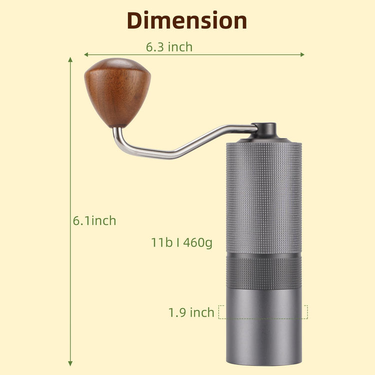 Popsweet C38 Manual Coffee Grinder With Detachable Stainless Steel Tapered Outer Burrs