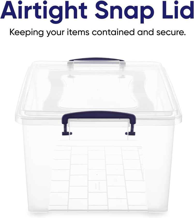 Superio Storage Bins with Lids, Clear Plastic Containers for Organizing, Stackable Totes, BPA Free, Odor Free, Organizer Boxes for Home, and Dorm (4 Pack, 28.5 Qt)