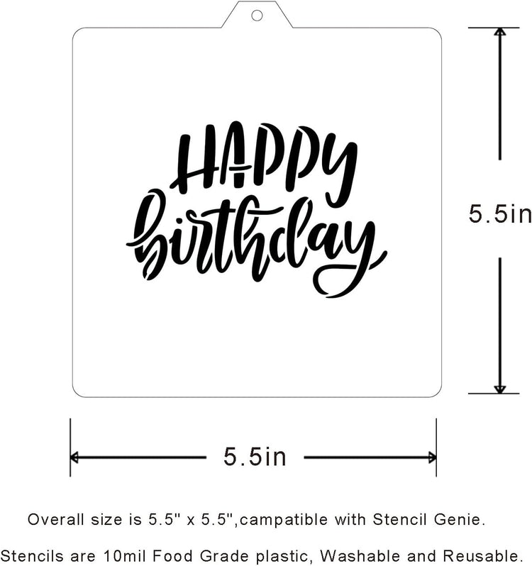 Cookie cutter and stencil set Baking stencils and cutters bundle DIY bakery decorating kit Cookie cutter with stencils Icing stencil and cookie cutter combo(Happy Birthday Set)