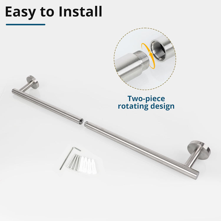 SAYAYO Brushed Nickel Towel Bar for Bathroom, 24 Inch Towel Rack Towel Rod Towel Holder Wall Mount SUS304 Stainless Steel (21 Inch Hanging Length)