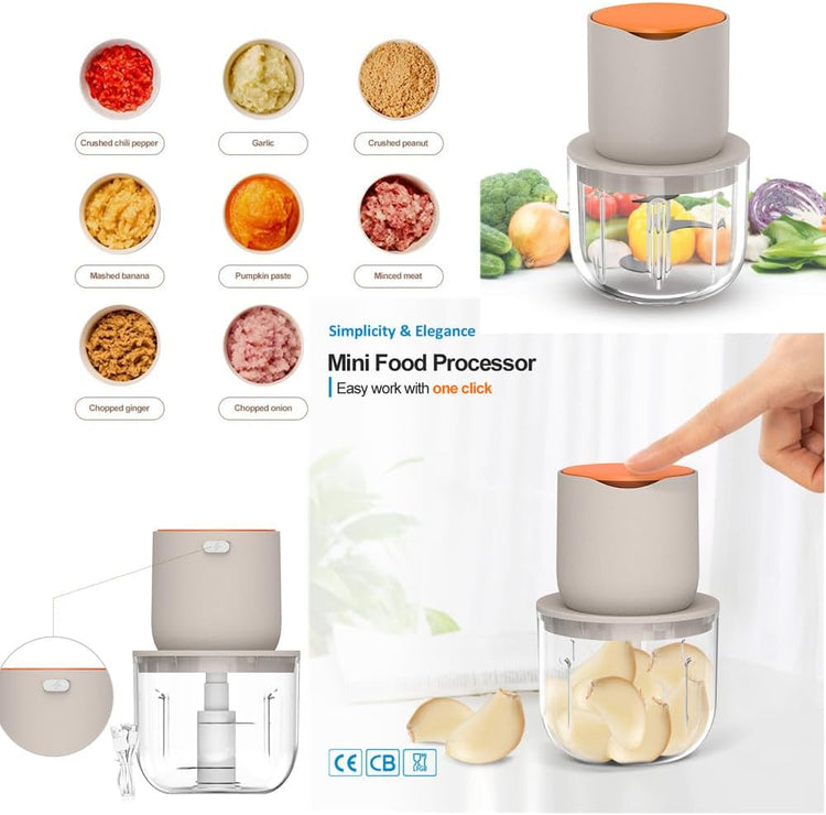 Wireless Electric Food Processor,600ML Electric Food Chopper For Meat,Onions,vegetables,Garlic,Complementary Food, Meat Chopper Blender