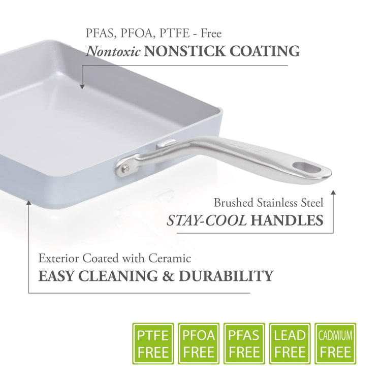 CeraTerra Ceramic Nonstick Tamagoyaki Japanese Omelette Pan