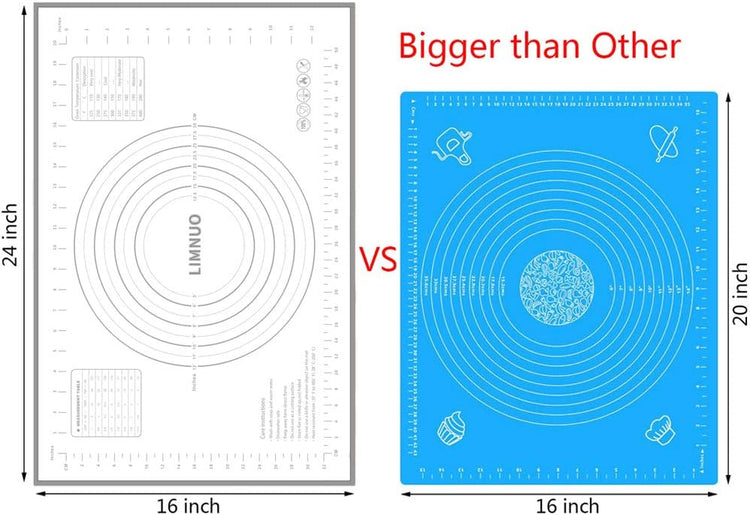Silicone Baking Mat,Non Stick Rolling Dough with Measurements for Pie Pizza Cookies Fondant Making,Extra Thick Non Slip Silicone Pastry Mat