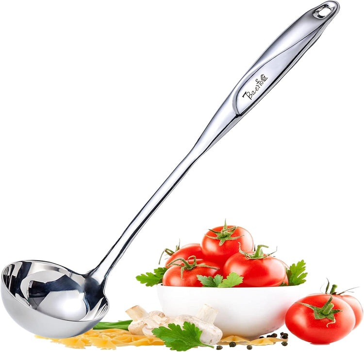 High Grade Soup Ladle,Cooking Ladle for Soup,Heat-proof Design of Hollow Handle,Stainless Steel Kitchen Utensil(4ouce/13.5 Inch)
