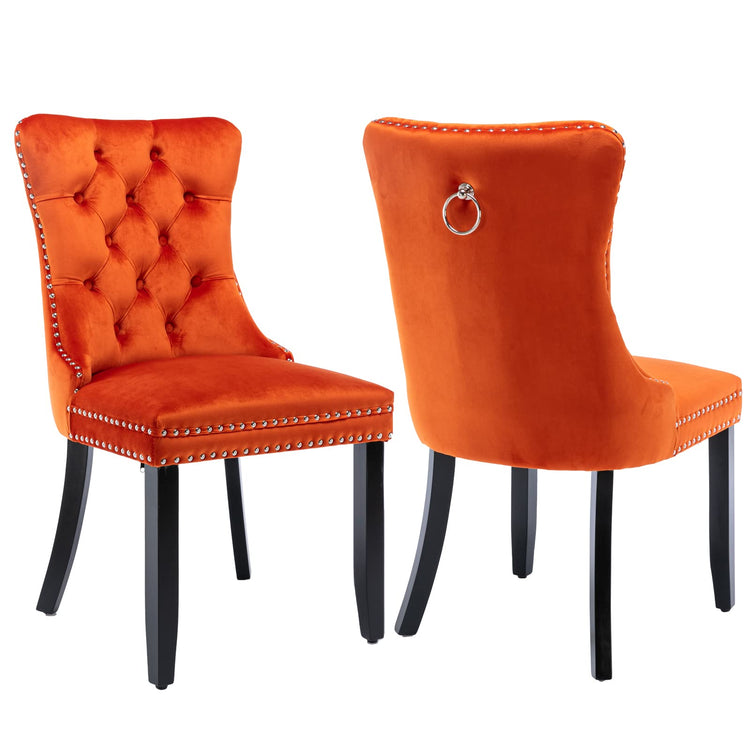 Orange Velvet Dining Chairs Set of 2 (2 Count)