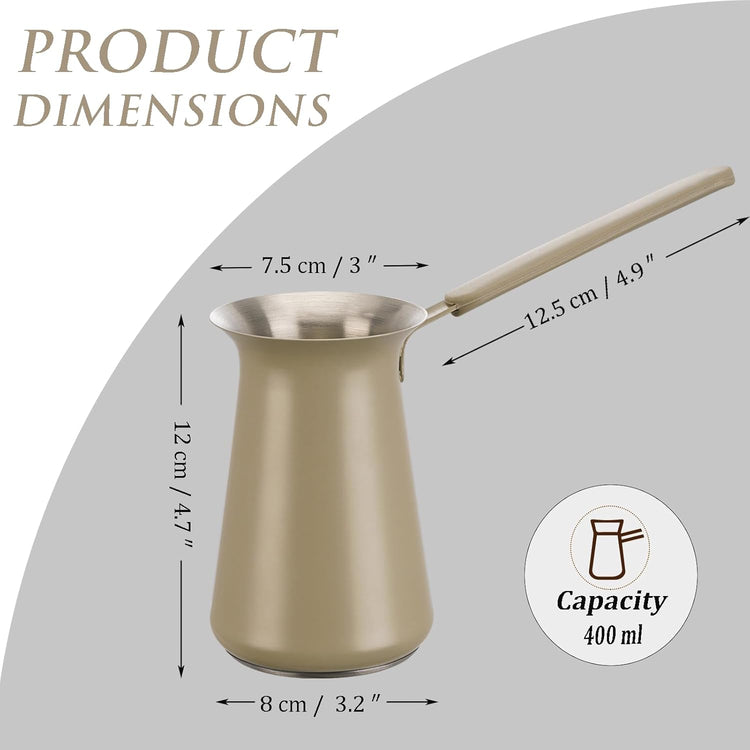 Turkish Coffee Pot - Gifts for Family &Friends,Cezve/Ibrik Coffee Pot for Stovetop,Briki Greek Turkish Pot with Heat-Resistant Rubber Handle,Milk Warming Pot,Arabic Tea Pot