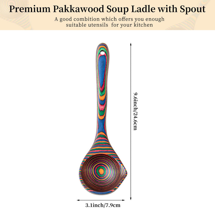 Pakkawood Rainbow Deep Soup Ladle with Spout
