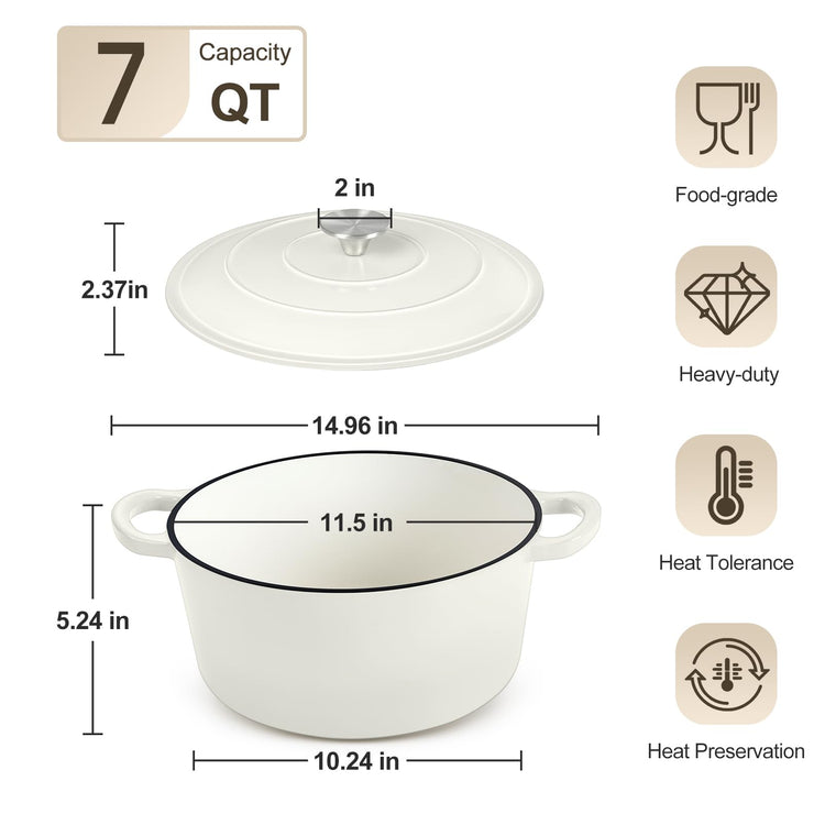 7QT Enameled Dutch Oven