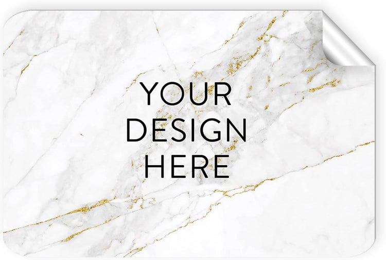 100 Custom Vinyl Stickers - Upload Your own Image, Text, Design, Logo - Personalized Logo Labels for Handmade, Packaging, Bottle, Jars, Candle, Brand Stickers (Gold Marble, 3x2)