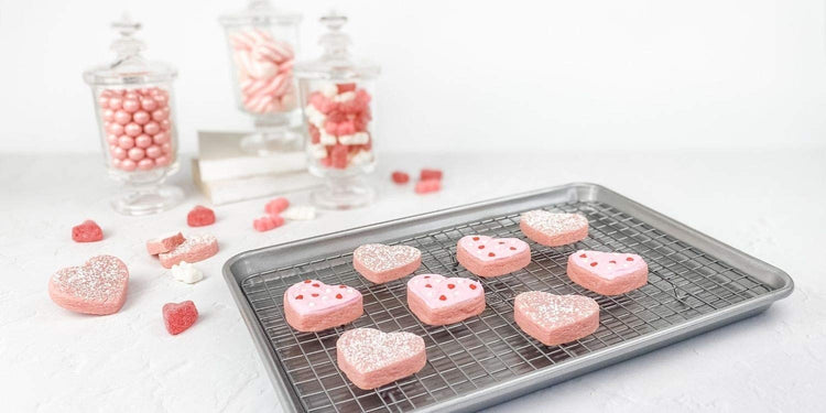 Bakeware Quarter Sheet Baking Pan and Bakeable Nonstick Cooling Rack Set