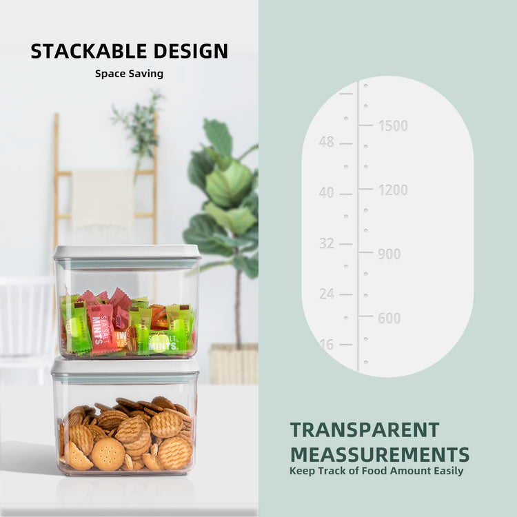 12 Pcs Pop Airtight Food Storage Containers with Lids for Kitchen Pantry Organization Stackable Cereal Snacks Flour Sugar Coffee Spaghetti