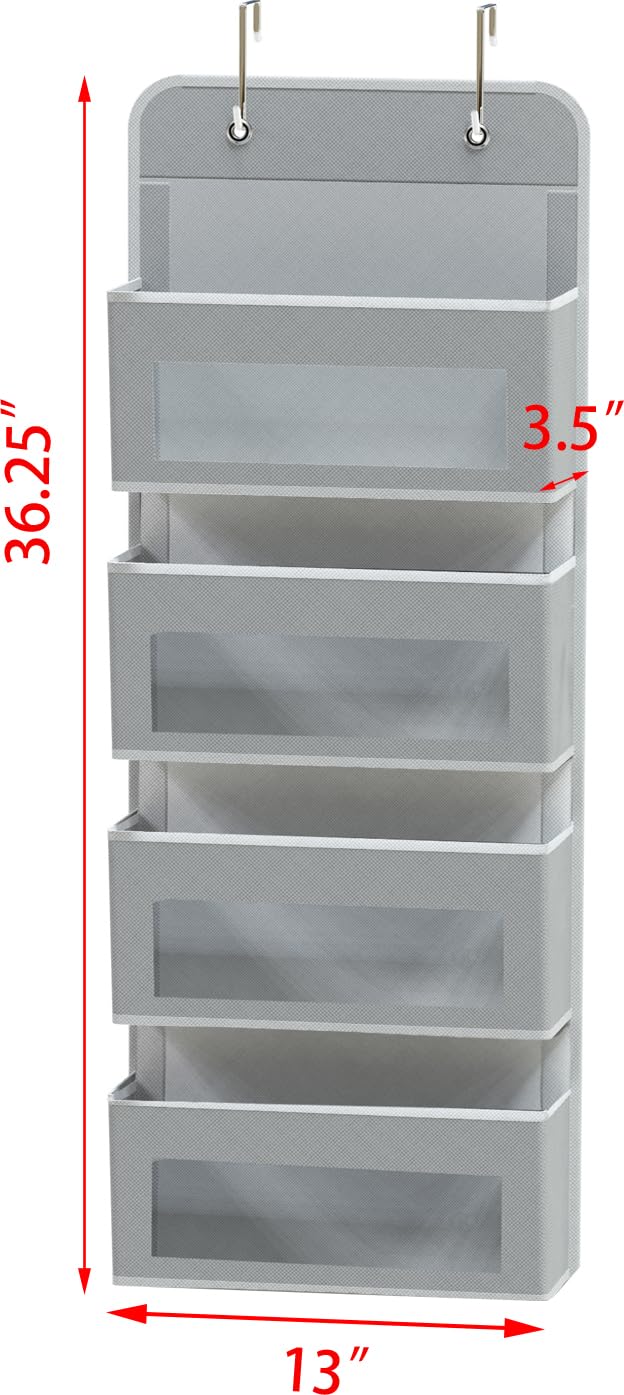 4 Clear Window Pocket Over Door Hanging Organizer