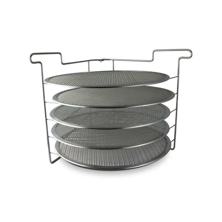 Folding Pizza Rack with five 14 Inch Pizza Screens