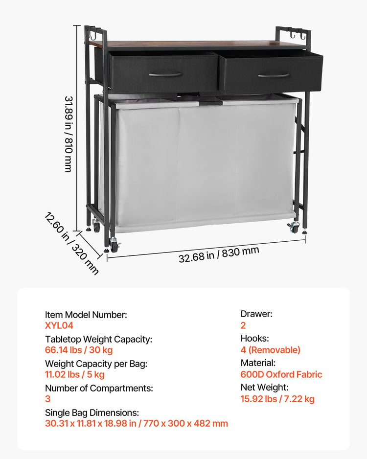 3 Section Laundry Sorter