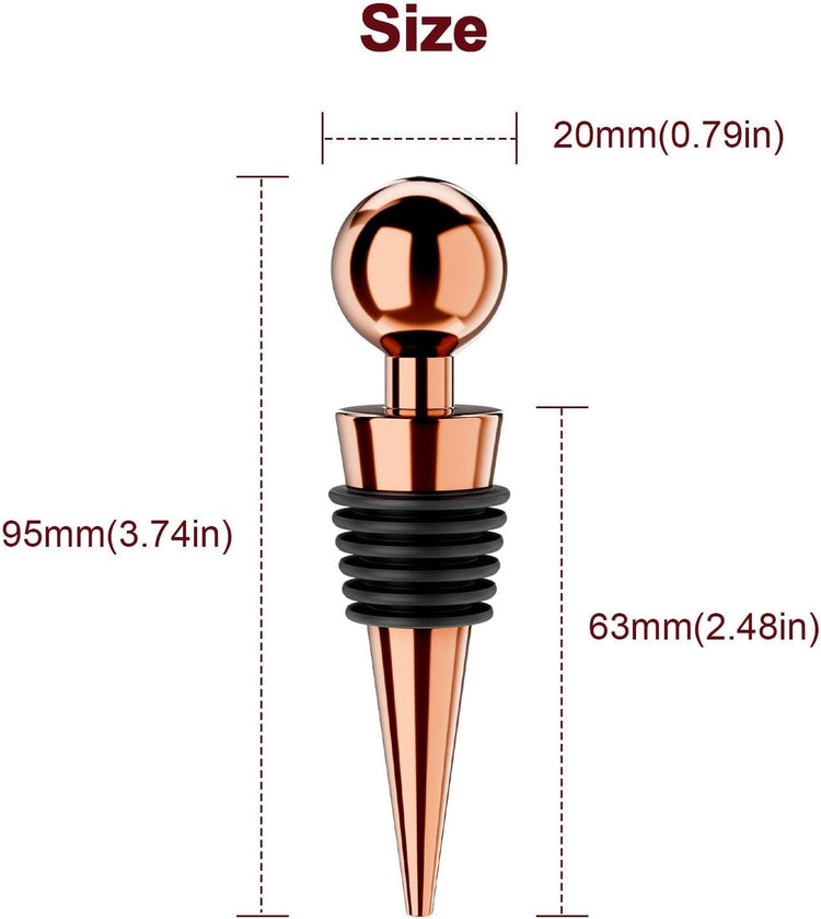 Wine Stoppers for Wine Bottles 6Pcs Vacuum Wine Bottle Stopper with Silicone Reusable Wine Corks, Leak proof Keep Fresh Suitable for Standard (Goldrose, 6 Pack)