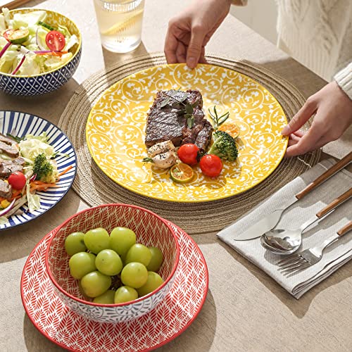 Ceramic Dinnerware Sets for 4 (Assorted Colors / 12 Pieces)