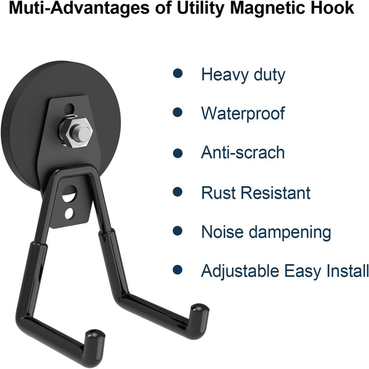 Super Strong Magnetic Hooks Heavy Duty, Magnetic Utility Hooks for Power Drill, Garden Tools, Hose, Straps, Steel Pegboard, Horse Trailer, Garage Magnetic Hooks Hanger Tool Holder(4pack)