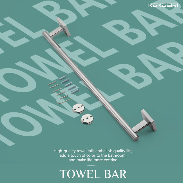 Single Towel Bar Bathroom Towel Holder for Bath Kitchen 20 Inch Necklace Holder Wall Mounted Chrome Stainless Steel B4005CH