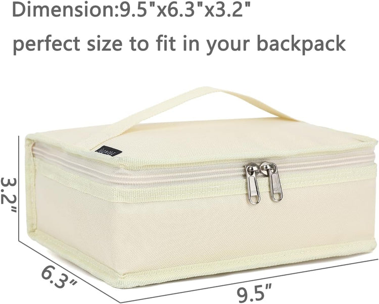FlowFly Small Insulated Lunch box Portable Soft Bag Mini Cooler Thermal Meal Tote Kit with Handle for Work & School, Beige