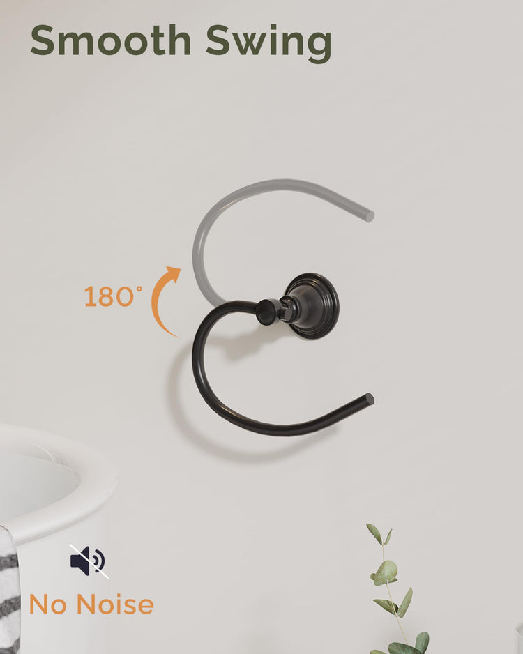 Black Towel Ring Wall Mounted for Bathroom