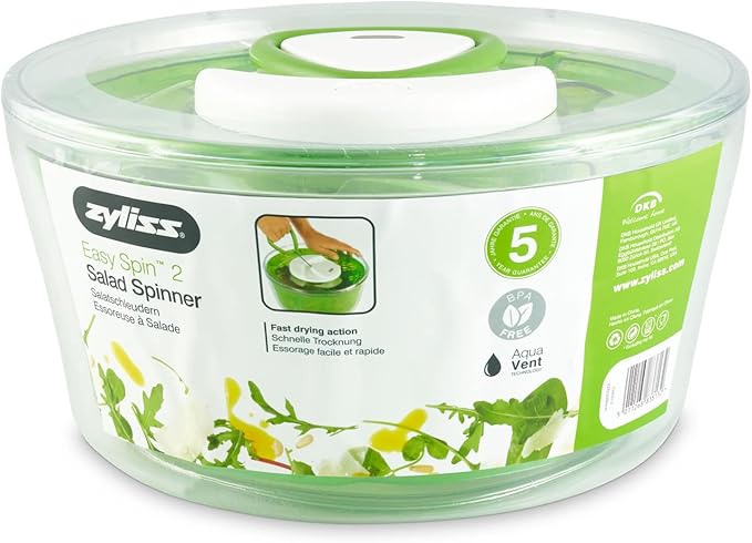 Zyliss E940012 Easy Spin 2 Salad Spinner-Large Green, Plastic