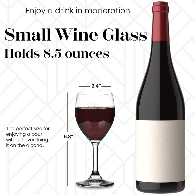 8.5 Ounce Small Wine Glasses Set of 6