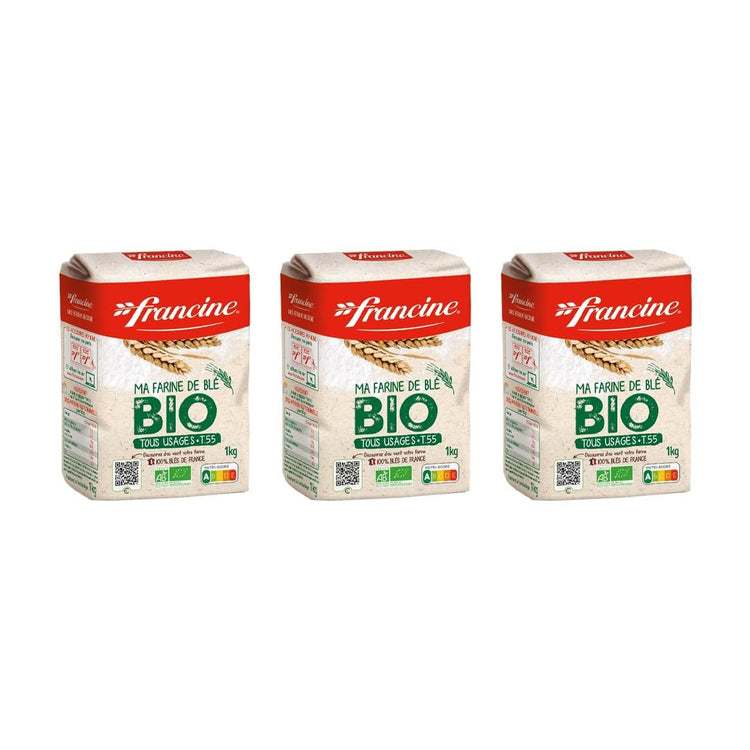 Francine Farne de Ble Bio - French T55 Organic All Purpose Flour (3 Pack, Total of 3kg) - Nestoria