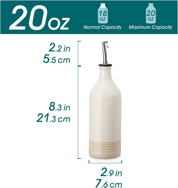 vancasso 20 Oz Ceramic Olive Oil Dispenser Bottle, Bottle Dispenser with Spout and Funnel for Kitchen,Suitable for Oil, Vinegar, Coffee Syrups & Other Liquids,Cream
