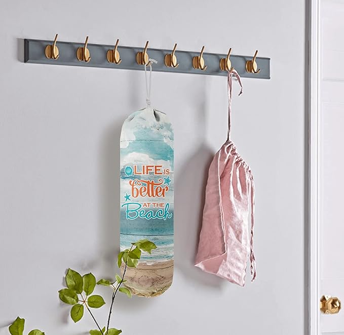 Life is Better at The Beach, Grocery Bags Holder Organizer for Shopping Bags,Wall Mount Plastic Bags Storage Container Dispensers, Gift for Women Mother Grandmother Friend