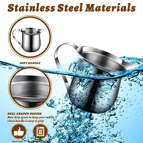 36 Pcs Stainless Steel Bell Creamers 3 oz Creamer Pitcher for Serving Milk Coffee Cream Syrup Sugar Bell Shaped Container Espresso Shot Frothing Pitcher Cup for Restaurant Cafes Home