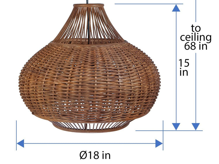 Wicker Pear Pendant Lamp Wicker & Bamboo Ball Pendant Light