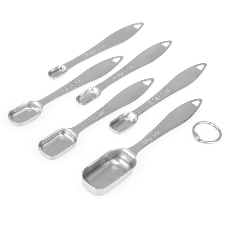 6-Piece 18/8 Stainless Steel Measuring Spoons Set, Silver