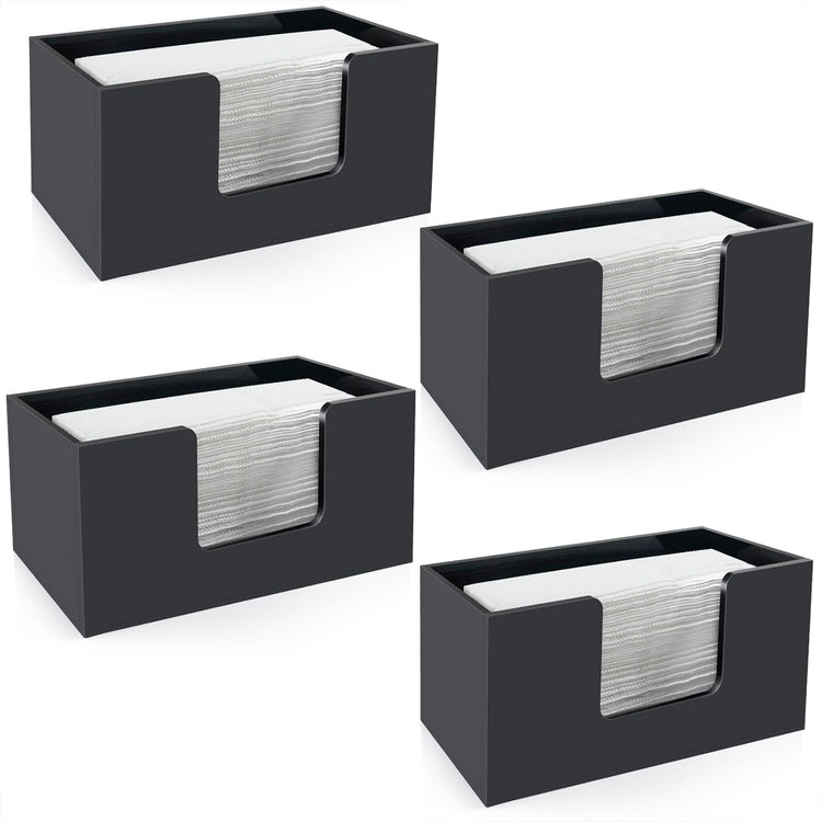 4Pack Paper Towel Holder Countertop, Acrylic Bathroom Paper Towel Holder, Black Napkin Holder for Kitchen, Countertop Multifold Z-fold C-fold,Trifold Paper Hand Towel Dispenser for Bathroom Toilet (4)