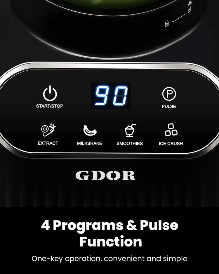 GDOR Professional Blender for Smoothies, 5 Functions, 1200 Peak Watts Smoothie Blender, 52 Oz Glass Jar & 24 Oz To-Go Cup Combo, Blenders for Smoothies, Ice and Frozen Fruit, Self-Cleaning