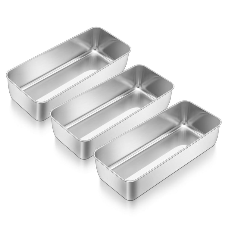 Loaf Pan 12 x 5 Inch Stainless Steel Loaf Pans for Baking Bread (3 Count)