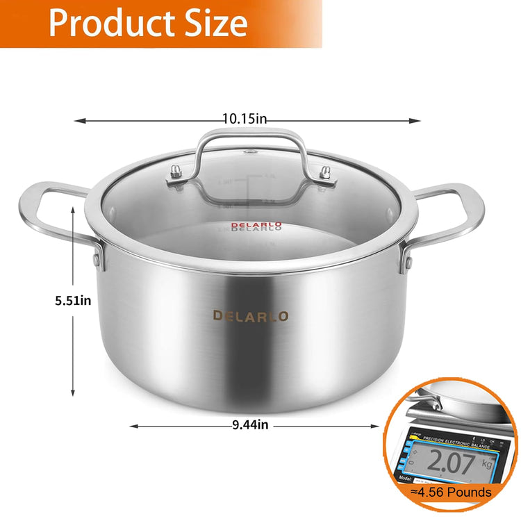 Tri ply Stainless Steel 6 Quart Heavy Duty Induction Stock Pot