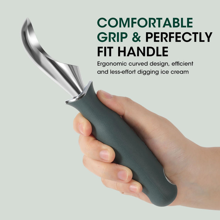 Premium Heavy Duty Ice Cream Scoop with Ergonomic Grip Handle