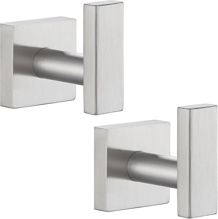 Angle Simple Bathroom Towel Hook 2 Pack, SUS304 Stainless Steel Bath Robe Holder, Modern Coat Hook Wall Mounted, Brushed Nickel