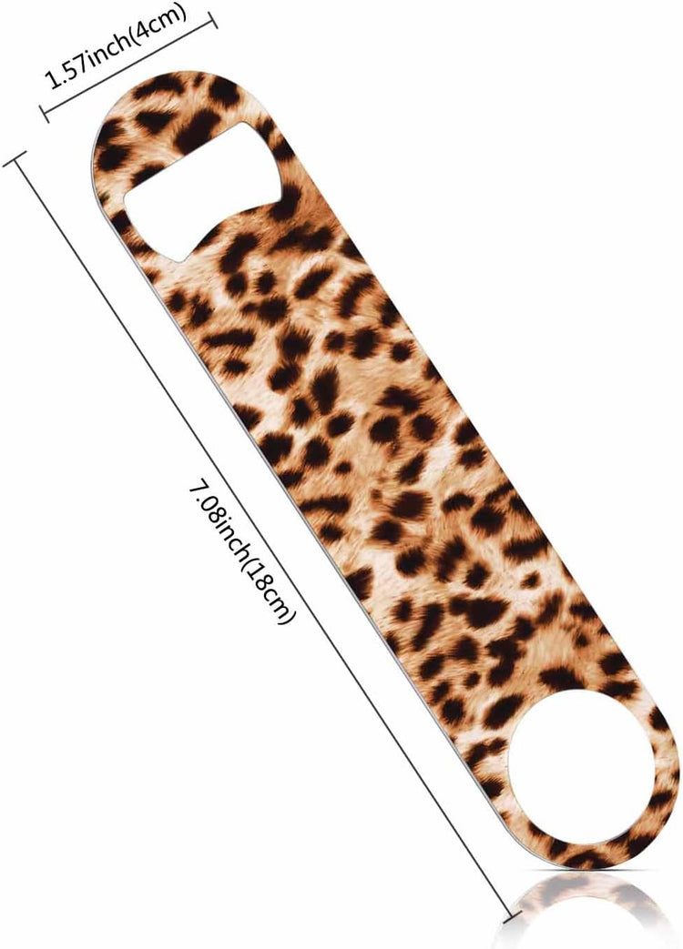 Leopard Pattern Stainless Steel Bottle Opener Cheetah Animal Print Beautiful Watercolor Spotted Skin Pattern Flat Beer Bottle Opener Keychain for Home Kitchen Bar Restaurant Party Gift