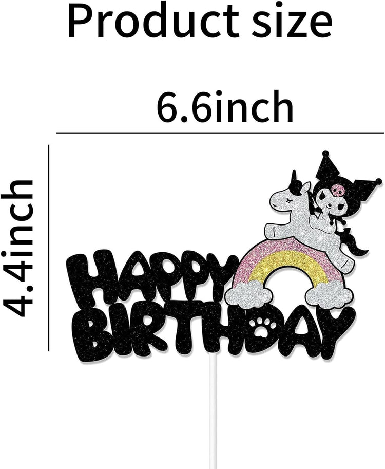 Cute Cake Decorations, Cake Topper, Cartoon Birthday Party Decorations (Black)