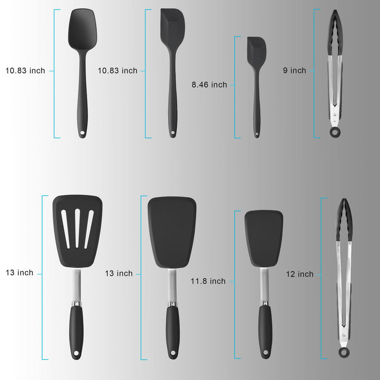5 Piece Silicone Spatulas Set with Tongs (5 Count)