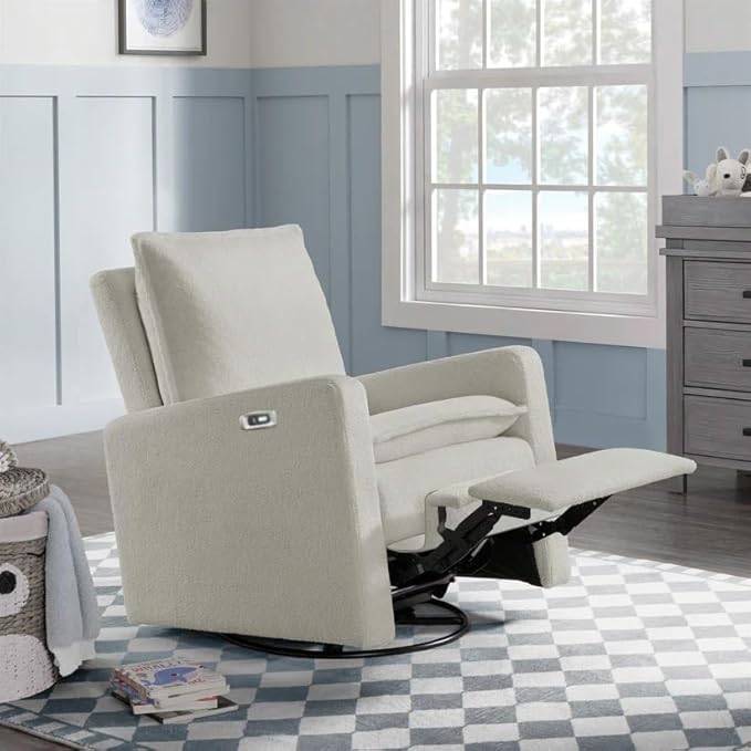 Oxford Baby Uptown Power Recliner/Glider, Boucle White