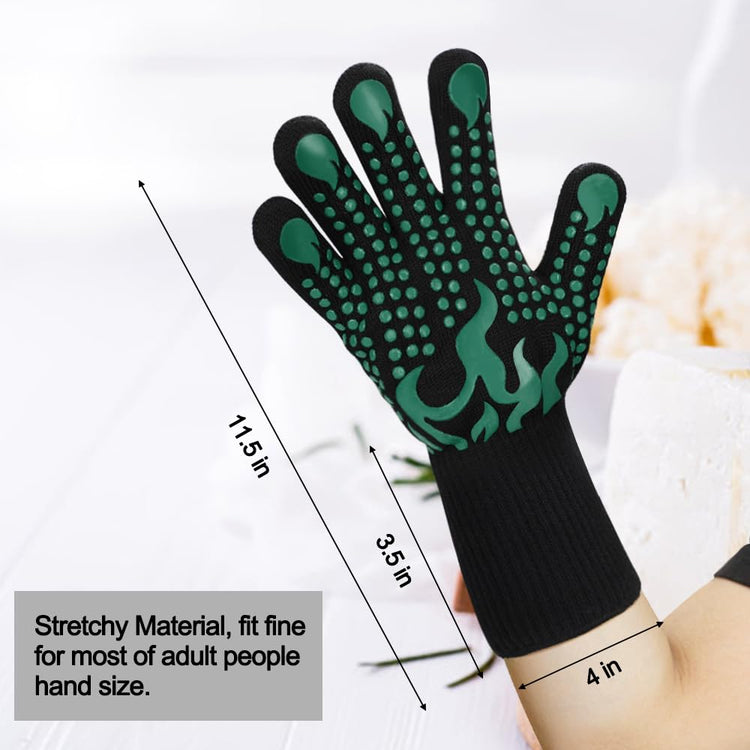 BBQ Gloves 1472°F Heat Resistant Grilling Gloves Silicone Non (2 Count)
