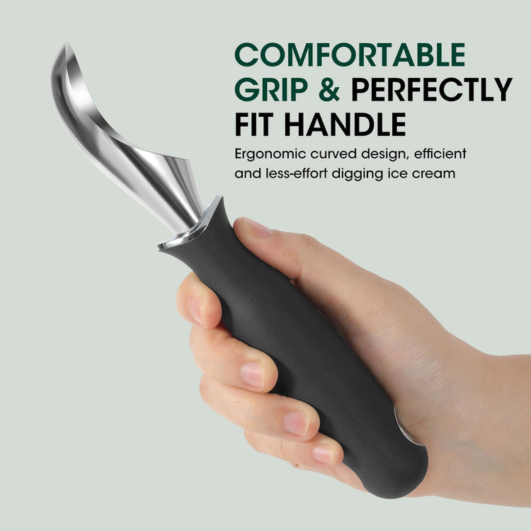 Premium Heavy Duty Ice Cream Scoop with Ergonomic Grip Handle