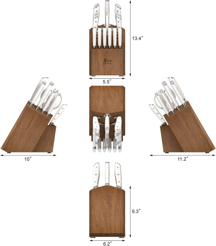 Cangshan Alps Series German Steel Forged 17-Piece Knife Block Set, Acacia (White)