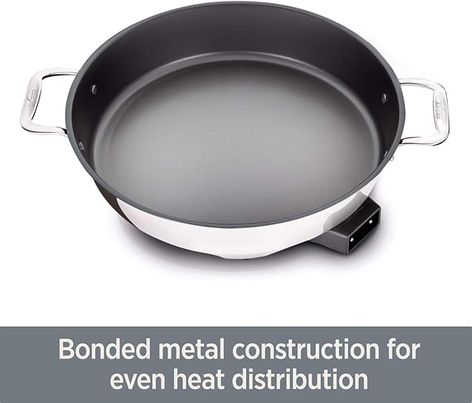 All-Clad Electrics Stainless Steel and Nonstick Surface Skillet 7 Quart 1800 Watts Temp Control, Cookware, Pots and Pans, Oven, Broil, Dishwasher Safe