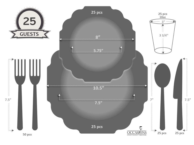 OCCASIONS Disposable Plastic Plates for 25 Guests (25 Count)