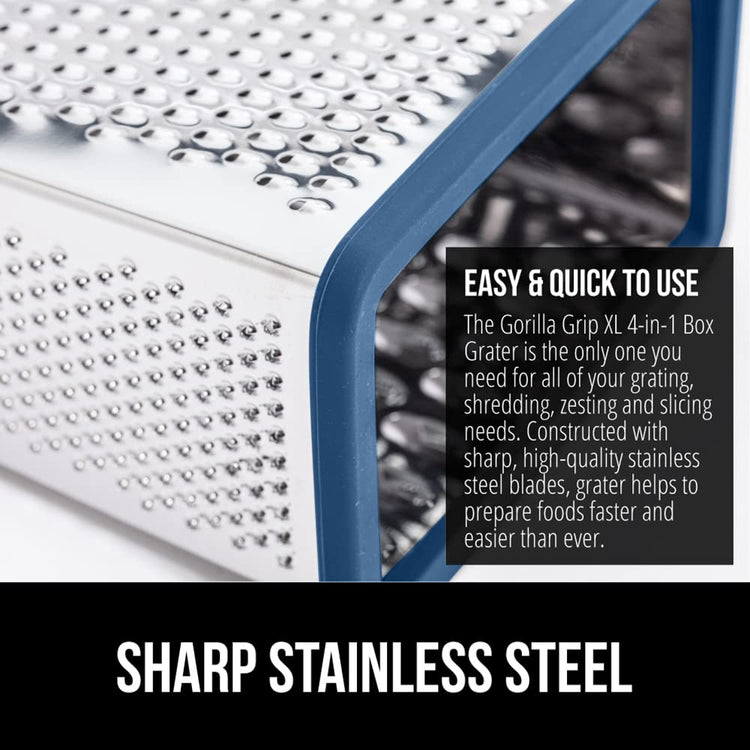 XL 4 Sided Stainless Steel Cheese Grater With Measurement Container