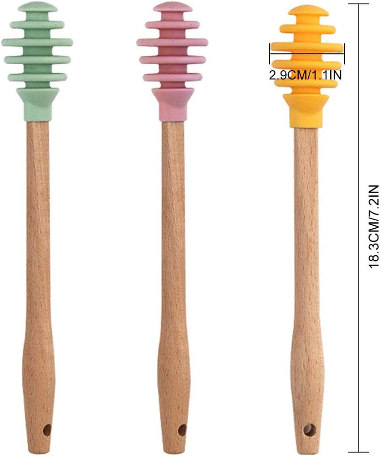 Silicone Honey Dipper Sticks, 3PCS Spiral Design Non-Drip Honey Spoon with Jar Stirring Rod, Food-Grade BPA Free Dispenser for Syrup, Jam & Beverages