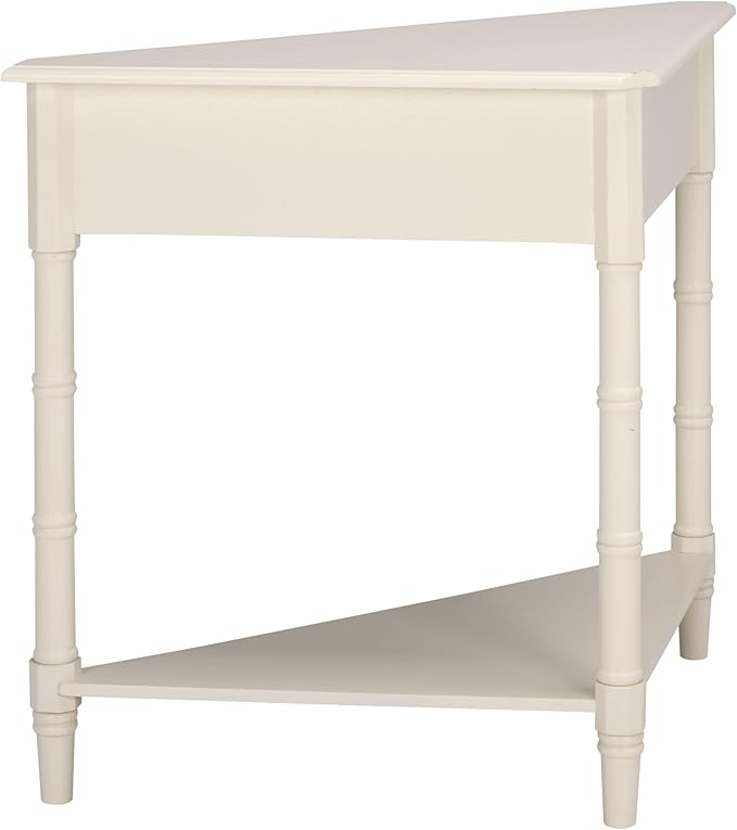 SAFAVIEH Home Collection – Gomez Distressed Cream Corner Accent Table with Drawer & Shelf, Space-Saving Triangular Design, Small Space Storage Table (AMH5709C)